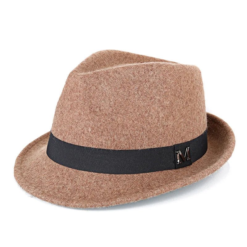Men Winter Thick Warm Felt Fedora Hats Wool Gentleman Jazz Cap Homburg Male Classical Narrow Brim Top Hat - MANDOTOS INTERNATIONAL