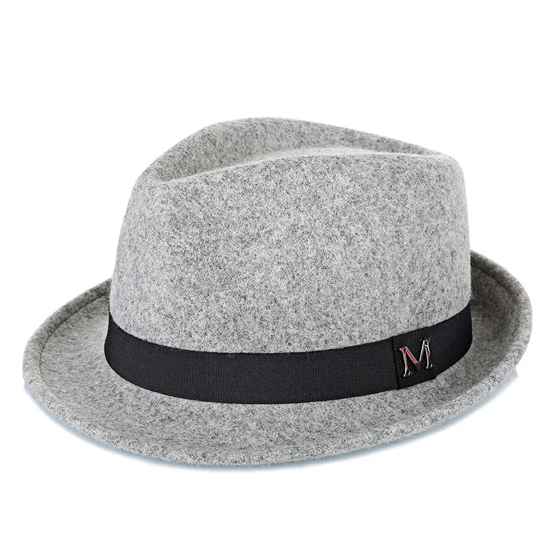 Men Winter Thick Warm Felt Fedora Hats Wool Gentleman Jazz Cap Homburg Male Classical Narrow Brim Top Hat - MANDOTOS INTERNATIONAL
