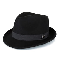 Men Winter Thick Warm Felt Fedora Hats Wool Gentleman Jazz Cap Homburg Male Classical Narrow Brim Top Hat - MANDOTOS INTERNATIONAL