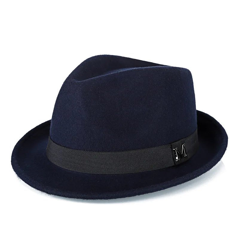 Men Winter Thick Warm Felt Fedora Hats Wool Gentleman Jazz Cap Homburg Male Classical Narrow Brim Top Hat - MANDOTOS INTERNATIONAL