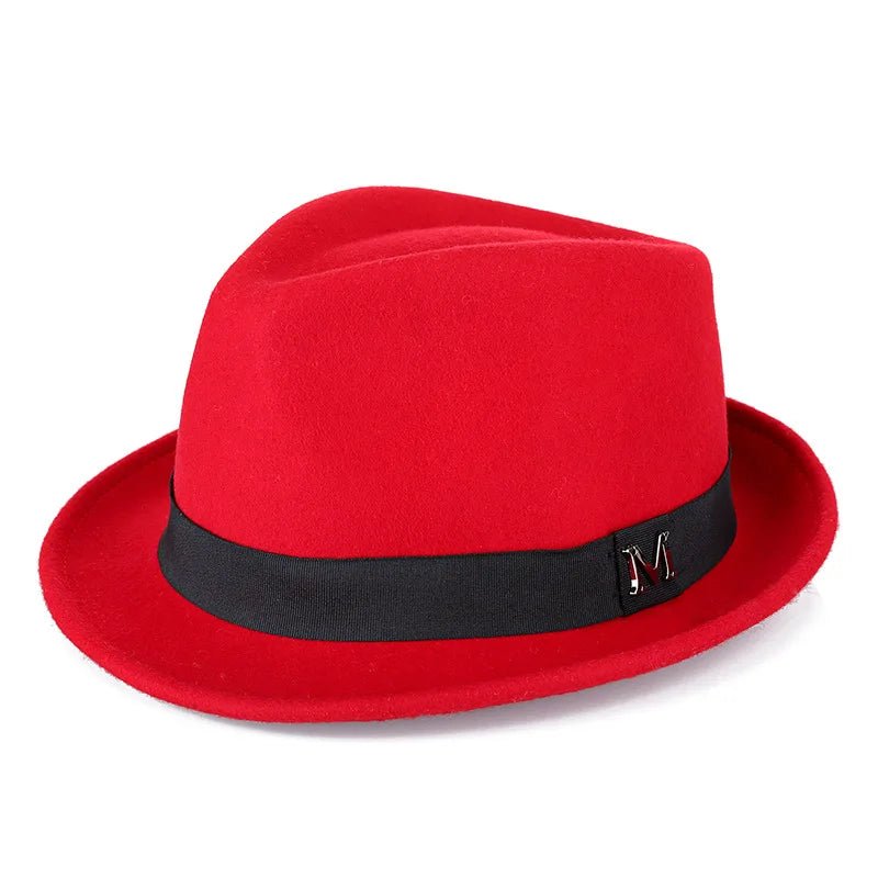 Men Winter Thick Warm Felt Fedora Hats Wool Gentleman Jazz Cap Homburg Male Classical Narrow Brim Top Hat - MANDOTOS INTERNATIONAL