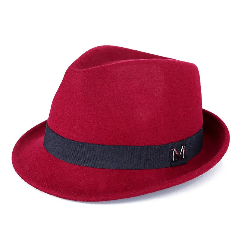 Men Winter Thick Warm Felt Fedora Hats Wool Gentleman Jazz Cap Homburg Male Classical Narrow Brim Top Hat - MANDOTOS INTERNATIONAL