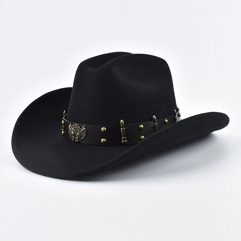 Men Women Western Cowboy Hat with Leather Vintage Big-edge Gentleman Cowgirl Hat Cloche Church Caps - MANDOTOS INTERNATIONAL