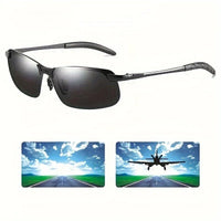 Men'S Black Metal Framed Fashion Glasses Sunglasses TAC Lenses for Day & Night Driving, Stylish Daily Leisure Wear - MANDOTOS INTERNATIONAL