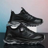Men's Breathable Mesh Design Summer Running Shoes Rotary Button Height Increasing Outdoor Travel Hiking Sneakers for Spring - MANDOTOS INTERNATIONAL