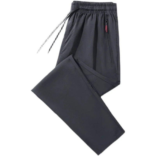 Men's Casual Pants Straight Slim Fit Elastic Waist Jogger Korean Classic Blue Black Gray Male Brand Trousers Plus Size - MANDOTOS