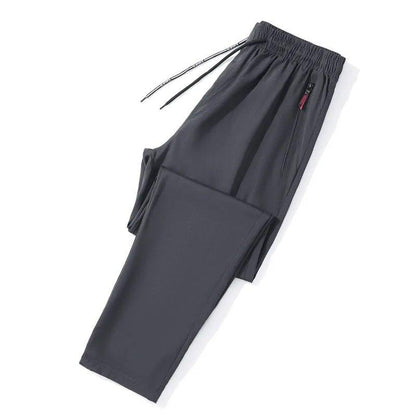 Men's Casual Pants Straight Slim Fit Elastic Waist Jogger Korean Classic Blue Black Gray Male Brand Trousers Plus Size - MANDOTOS