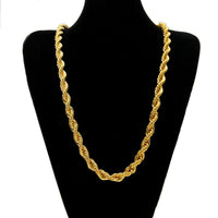 Men's hip-hop gold-plated European and American necklace fashion high sense 1cm thick twist necklace twisted rope chain a generation of hair - MANDOTOS INTERNATIONAL