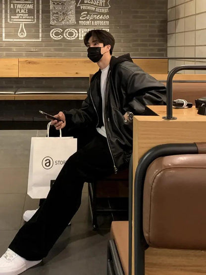 Men's Hooded Leather Jackets - MANDOTOS