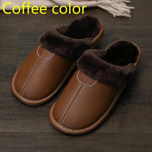 Men's Luxury Leather Slippers - MANDOTOS