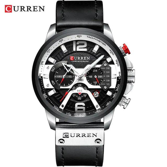 Military Leather Chronograph Wristwatch - MANDOTOS