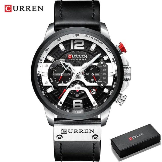 Military Leather Chronograph Wristwatch - MANDOTOS