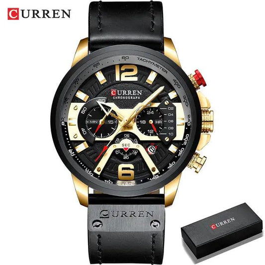 Military Leather Chronograph Wristwatch - MANDOTOS