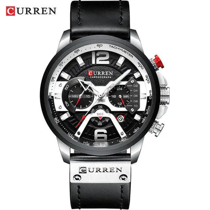 Military Leather Chronograph Wristwatch - MANDOTOS