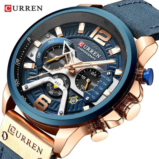 Military Leather Chronograph Wristwatch - MANDOTOS