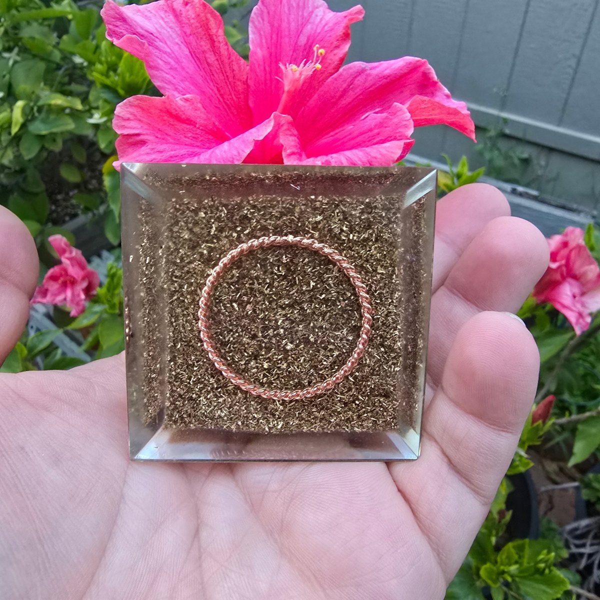 Mini Orgone Brass and Copper Black tourmaline Protection Pyramid - MANDOTOS INTERNATIONAL