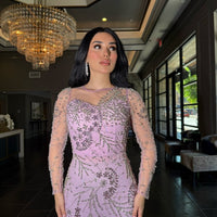 Moral Modest Long Sleeve Flower Mermaid Gown - MANDOTOS INTERNATIONALLong Sleeve Dress