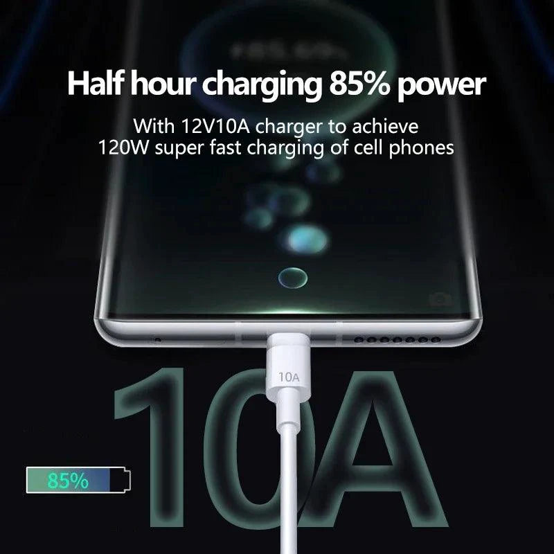 Universal USB Type C Cable - 120W Super Fast Charging for Huawei P40/P30 & Xiaomi Redmi - Available in 0.3/1/1.5/2M - MANDOTOS