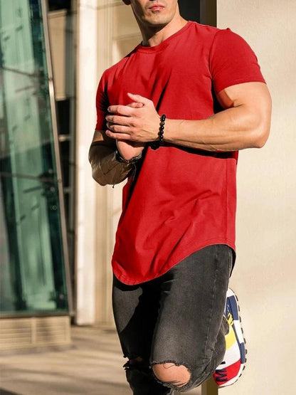 Muscle Fitness T-shirt Summer Men's Athleisure Workout short sleeve T-shirt High Quality cotton Men T-shirt Gym Sport Shirt Tops - MANDOTOS