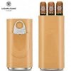 New Arrival Portable Men Gift Cigar Case Reusable 3 Cigars Capacity PU Leather Wood Cigar Tool Cutter Case Travel Storage Box - MANDOTOS INTERNATIONAL