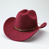 New denim hats for men and women, Western cowboy hats, five pointed star belt hats, soft woolen hats - MANDOTOS INTERNATIONAL