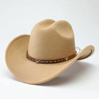 New denim hats for men and women, Western cowboy hats, five pointed star belt hats, soft woolen hats - MANDOTOS INTERNATIONAL