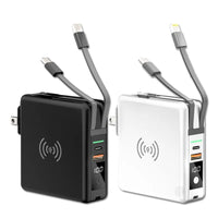 New KP-Super6 Travel Wireless Charger Power Bank PD 10000mah CE ROHS FCC USB C AC Plug 8000mah Portable Charger Built-in Cable - MANDOTOS INTERNATIONAL