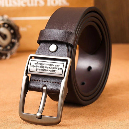 New Leather Cowhide Men's Belt Fashion Metal Alloy Pin Buckle Adult Luxury Brand Jeans Business Casual Waist Male Strap Brand - MANDOTOS