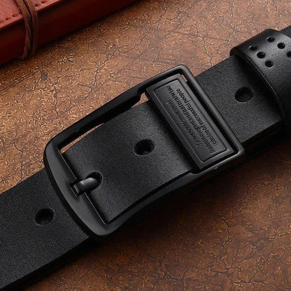 New Leather Cowhide Men's Belt Fashion Metal Alloy Pin Buckle Adult Luxury Brand Jeans Business Casual Waist Male Strap Brand - MANDOTOS