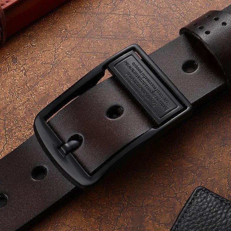 New Leather Cowhide Men's Belt Fashion Metal Alloy Pin Buckle Adult Luxury Brand Jeans Business Casual Waist Male Strap Brand - MANDOTOS