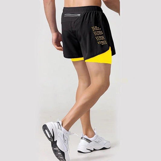 New Men Running Shorts Gym Sports Shorts 2 In 1 Quick Dry Workout Training Gym Fitness Jogging Short Pants Summer Men Shorts - MANDOTOS