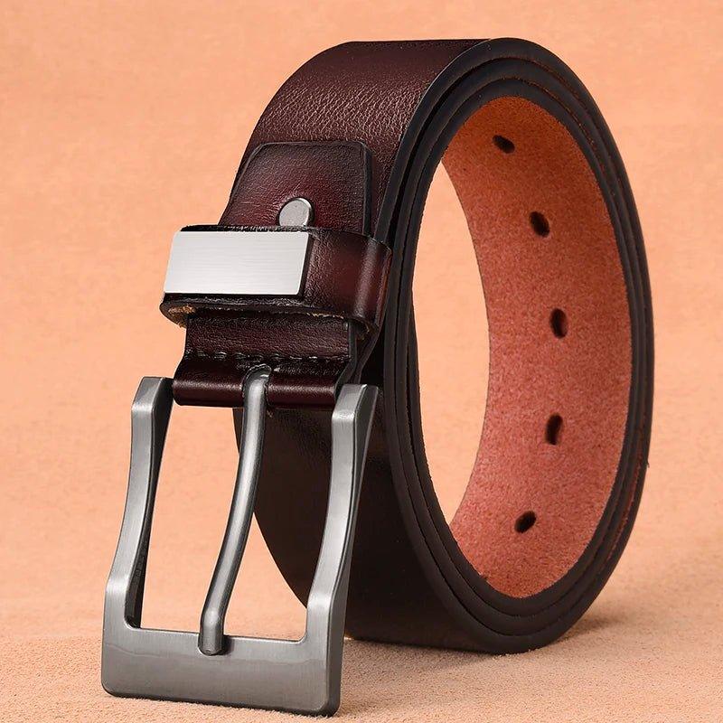 New Men's Cow Leather Belts Luxury Strap Male Belts For Fashion Classice Vintage Pin Buckle High Quality Designer Belt Plus Size - MANDOTOS