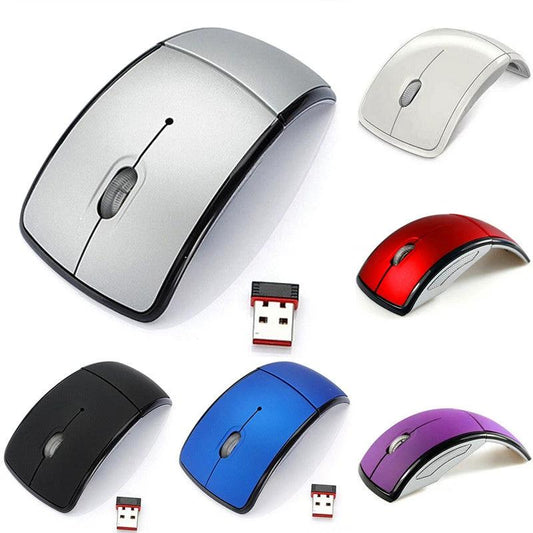 Wireless foldable computer mouse with compact design, black color, and ergonomic features for portable use.
