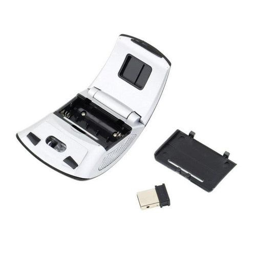 Wireless foldable mouse with ergonomic design and compact shape, ideal for portable computing and easy storage.