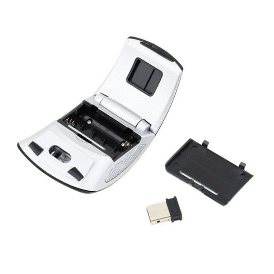 Wireless foldable mouse with ergonomic design and compact shape, ideal for portable computing and easy storage.