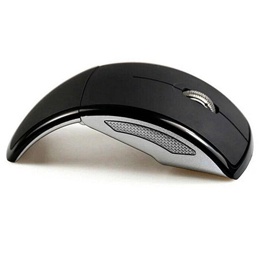 Wireless foldable mouse with ergonomic design, compact and portable for easy use on the go.
