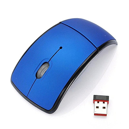 Wireless foldable mouse with compact design, black finish, and ergonomic shape for portable computer use