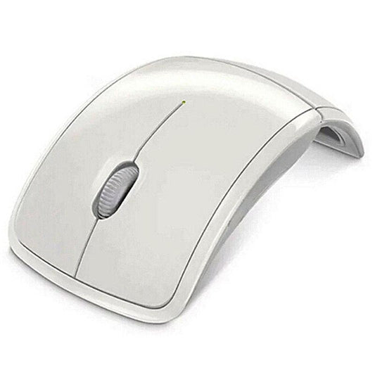 Wireless foldable mouse with compact design, black color, and ergonomic shape for portable computer use.