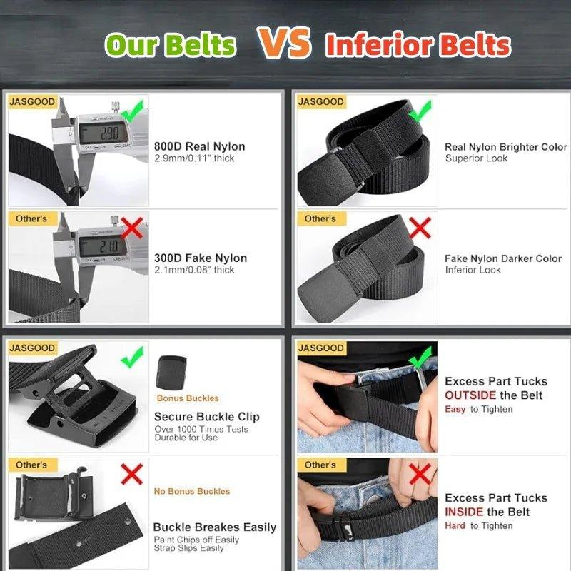 Nylon Military Tactical Men Belt 2 Pack Webbing Canvas Outdoor Web Belt with Plastic Buckle gift for Men - MANDOTOS