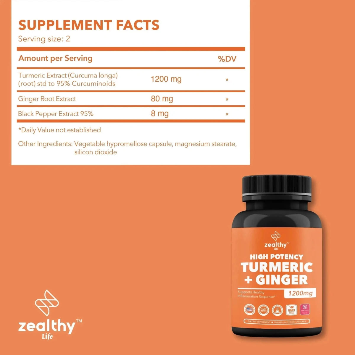 Turmeric & Ginger 1200mg Advanced Joint Support - 180 Caps - MANDOTOS INTERNATIONAL