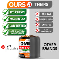 Omega 3 Dog Coat Enhancer Soft Chews 120 Count - MANDOTOS
