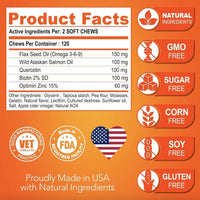 Omega 3 Dog Coat Enhancer Soft Chews 120 Count - MANDOTOS