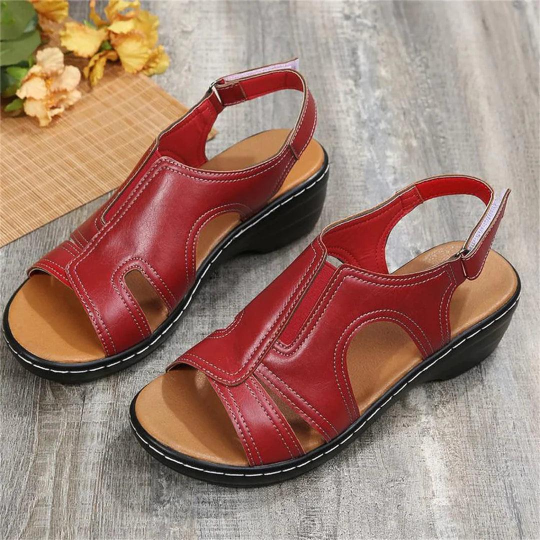 Orthopedic Leather Wedge Sandals - MANDOTOS