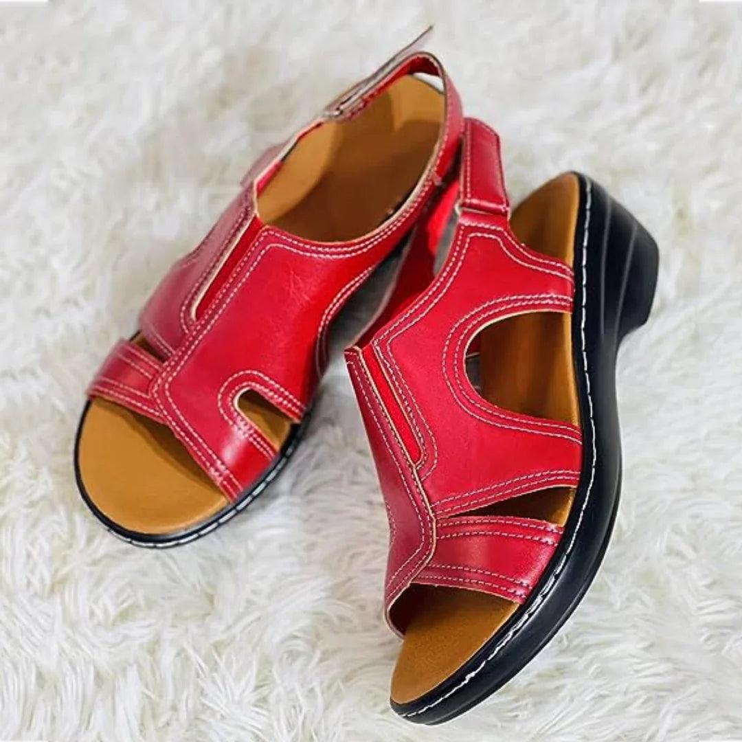 Orthopedic Leather Wedge Sandals - MANDOTOS