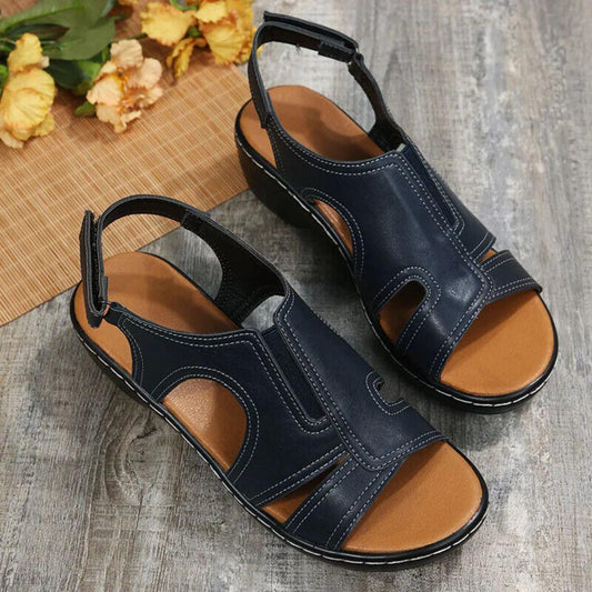 Orthopedic Leather Wedge Sandals - MANDOTOS