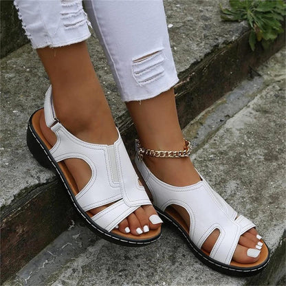 Orthopedic Leather Wedge Sandals - MANDOTOS
