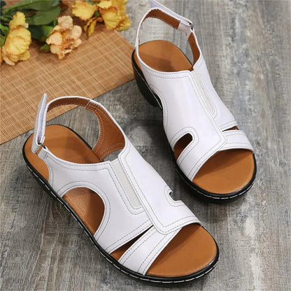 Orthopedic Leather Wedge Sandals - MANDOTOS
