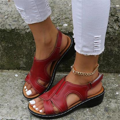 Orthopedic Leather Wedge Sandals - MANDOTOS