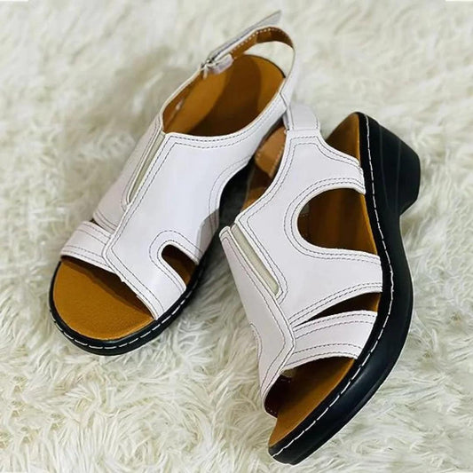 Orthopedic Leather Wedge Sandals - MANDOTOS