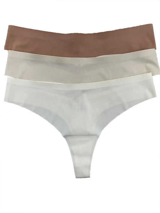 Panties Set Women Seamless Panties Sexy Low-Waist G-String Thong Ice Silk Underwear Hollow Out T-Back Solid Bandage Female Lingerie - MANDOTOS